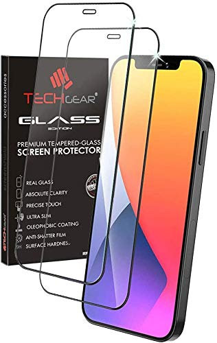 TECHGEAR [2 Pack 3D GLASS Edition for iPhone 12 Mini, [FULL Screen Adhesion] & [Full Coverage] Tempered Glass Screen Protectors Cover Guard Compatible with iPhone 12 Mini 5.4