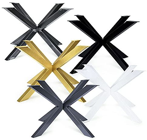 Magnetic Mobel Tischgestell Atal Tischbeine Kreuzgestell Tischkufen Stahl Metall Esstisch Schreibtisch Konferenztisch (Weiß, 120x120 cm)
