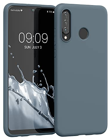 kwmobile Hülle kompatibel mit Huawei P30 Lite Hülle - weiches TPU Silikon Case - Cover geeignet für kabelloses Laden - Dunkler Schiefer