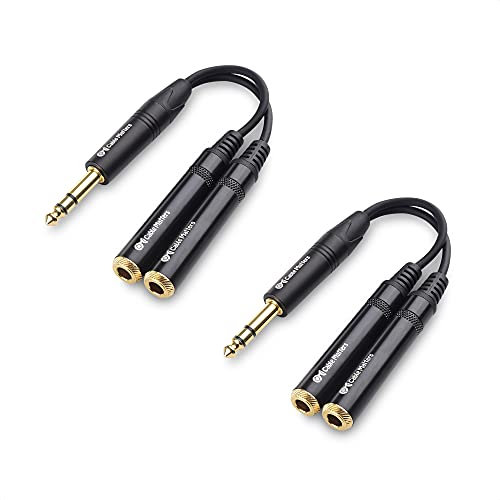 Cable Matters Confezione da 2 Cavo splitter da 6,35 mm TRS maschio a 2X TRS femmina da 6,35 mm (cavo splitter per cuffie da 6,35 mm) in nero - 20 cm