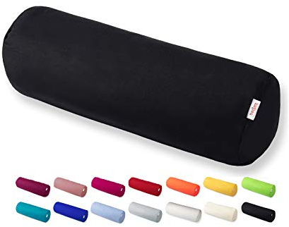 beties Basic XL Nackenrollenbezug ca. 25x70 cm Kissenhülle 100% Baumwolle in vielen fröhlichen Uni-Farben (schwarz)