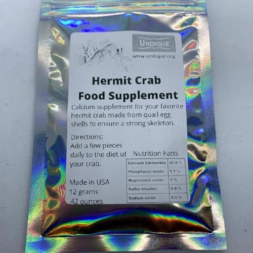 Undique Organic Hermit Crab Food with Quail Egg Shells - Nutritious, Balanced Diet & Calcium-Rich Treats for Hermit Crab Shell Growth - Sustainable, Clean, Hermit Crab Care