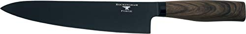 Rockingham Forge Forester Series 8 Chef's Kitchen Knife Stainless Steel Blade with Black Oxide Coating Ergonomic Wooden Handle Black, Dark Wood Effect, RF-6185P
