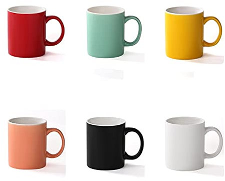 Coffee Mugs Tea Cup, Milk Cup Coffee Mug Colored,Flat Bottom Ceramic Suit,Bright Multi Colored,Gift For Family,Porcelain Mugs For Coffee Cups,Tea for Cappuccino, Latte Coffee, Soup, Tea, Cereal