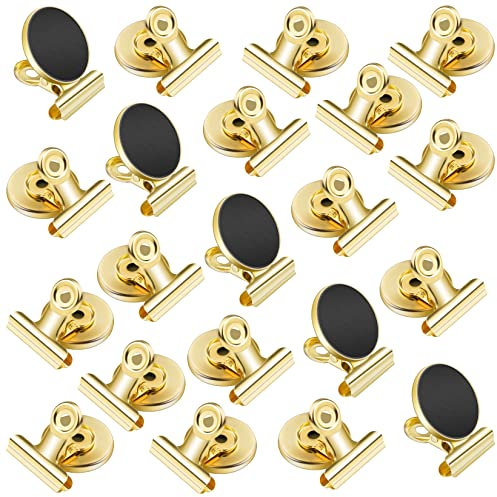 VNDUEEY 20 Pack Fridge Magnets Refrigerator Magnets, Magnetic Clips for Whiteboard, Magnet Clips Heavy Duty, Clip with Magnet for Locker, Magnetic Paper Clip for Home, Office, School, Teaching (Gold)