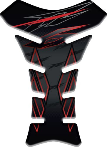 Tankpad PARASERBATOIO ADESIVO RESINATO EFFETTO 3D compatibile con Yamaha Fz6 Fz6n Fz6s Fazer (Nero Rosso)