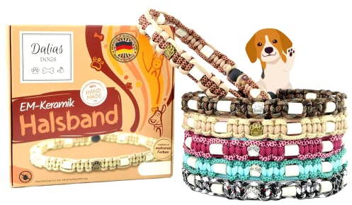 EM-Keramik-Halsband für Hunde & Katzen - Maßanfertigung EM-Band Original US-Paracord (61-70 cm, Schwarz-Weiß)