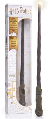 WOW! STUFF - Baguette Lumos Lumineuse Ron Weasley de 35,6 cm, Baguettes Harry Potter et Wizarding World, Jouets et Objets de Collection, Accessoire de Costume pour Enfants, à partir de 8 Ans, Marron