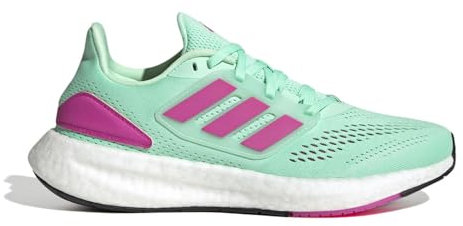 adidas Pureboost 22 W Chaussures de running pour femme, Pulse Mint Lucid Fuchsia White, 39 1/3 EU