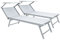 Coppia Di Lettini Prendisole 720 gr/m² Pieghevole Professionale In Alluminio Tettuccio Orientabile Parasole Sdraio Lettino Prendi Sole Mare Spiaggia Piscina Giardino 182 x 60 x 38 cm (Bianco)