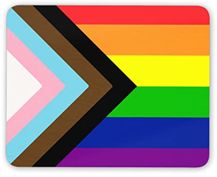 DV DESIGN Rectangle Mouse Mat - Progress Pride Flag LGBTQ Gay Lesbian Rainbow Transgender Love Support Month Celebrate Gift #78729