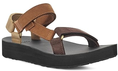 Teva W Midform Universal Leather Braun - Bequeme hochwertige Damen Leder Sandale, Größe EU 39 - Farbe Neutral Multi