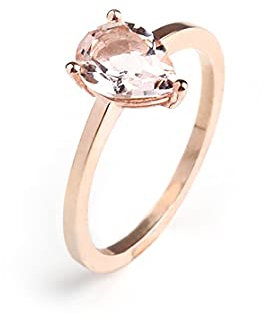 Elegant jewel box DUTY-FREE Women Morganite Engagement ring in solid Gold 9k, 14k, & 18k, Solitaire 1 Carat Pear-cut Morganite Gold ring, Promise ring, Rose Poire Engagement ring