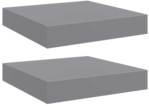 vidaXL Floating Wall Shelves 2 pcs Grey 23x23.5x3.8 cm MDF