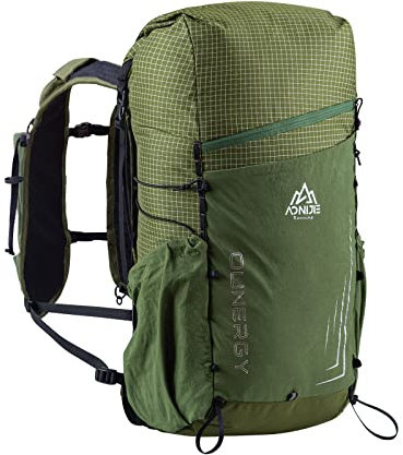 AONIJIE Leichter Wanderrucksack für Herren, 30 l, verstellbar und multifunktional, Rucksackreisen, Reiseausrüstung, Laufen, Tagesrucksack, Grün (Army Green), Einheitsgröße, Rucksack, Rucksäcke