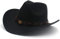 Faringoto Cowboyhut für Herren und Damen, klassischer Filz, breite Krempe, Westernhut, Schwarz , Einheitsgröße