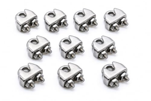 Pack of 10 – 3mm A4 316 Stainless Steel Bulldog Wire Rope Clips (3mm - 10pcs)