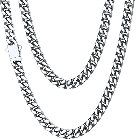 Cuban Link Chain for Women Small Dainty Choker Necklace Silver Curb Necklace for Pendants Stainless Steel Jewelry Hiphop