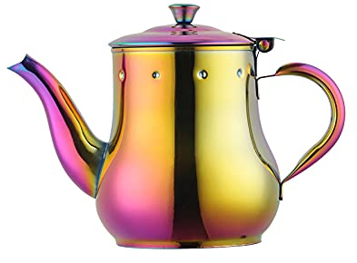 Edelstahl Teekanne Regenbogen mit Teeaufgussfilter Servierkanne Wasser Kaffeemaschine Ölkanne 500ml Buyer Star,Spiegelpoln