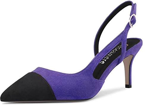 Castamere Donna a Punta Slip-on Slingback Sandali Medio Spillo Tacco Heel Classico 6.5 CM Heels Viola 45 EU