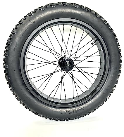 50,8 x 10,2 cm Fat Bike Hinterrad Montage mit Reifen und Nabe und Speichen, schwarze Legierung, Aluminium, Schneefahrrad, zusammenklappbar, Fatbike-Rad Montage 20 Bolt On
