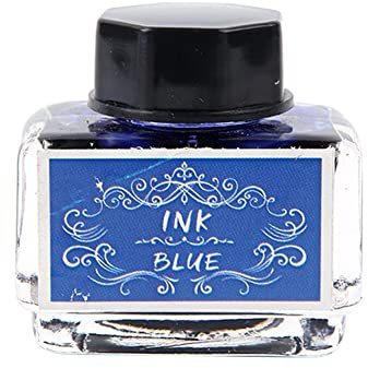 Flacon d'encre Bleu Foncé 15ml Encre en Bouteille de Stylos-plumes Cartouche Encre de Couleur pour Stylo Plume Encre de Calligraphie, Encre D'écriture pour Le Stylo Plume, Stylos en Verre, Pinceaux