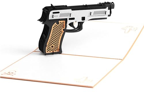 ENJOYPRO 3D Gun Pop Up Karte mit Umschlag, Geburtstagsgeschenk für Vater, Mutter, Ehemann, Ehefrau, Sohn, Tochter, Papa, Mutter, Großvater, Enkel, Männer, Frauen (3D Gun, 1 Stück)