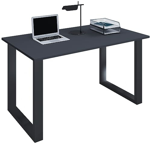 VCM Schreibtisch Schwarz/Anthrazit 110x80x76 cm Büro Homeoffice Metallfüße