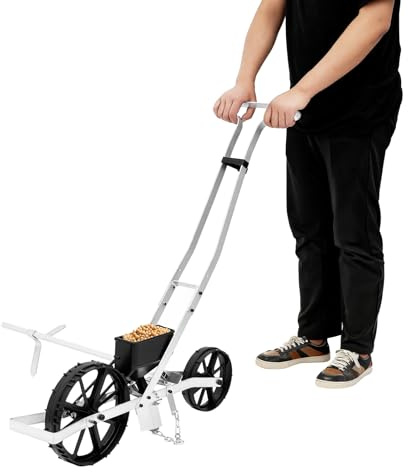 NadineDutol Sembradora de Jardín Manual Ajustable en Altura Máquina de Siembra de Fila Única Dispositivo de Siembra de Granos Individual, Siembra para Semillas como Maíz, Puerro, Espinaca, Zanahoria