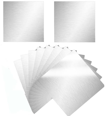 ADERTOS 10 PCS Placa de Aluminio, 10x10cm Plancha Aluminio Chapa de Aluminio de 0.2cm Placas de Aluminio Plata Hoja de Aluminio Fino placa de panel de metal para Modelismo Construcción de Ferias