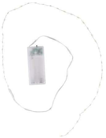 Ideen mit Herz Cadena de luces LED de alambre, distancia de luz de 1,5 cm, distancia de lámpara extrapequeña, luz blanca cálida, funciona con pilas, incluye función de temporizador (40 ledes, 90 cm de