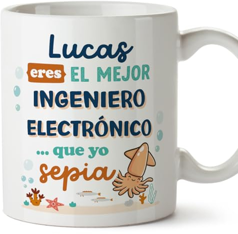 MUGFFINS Tazas Personalizadas para INGENIERO ELECTRÓNICO hombre - En Español - Mejor que yo Sepia - 11 oz / 330 ml - Regalo Personalizable original y divertido