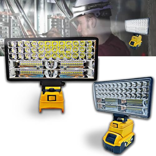 Luz de trabajo LED para batería Dewalt de 20 V, 90 W, 5400 lúmenes, iluminación alimentada por pilas, luces de inundación impermeables para obras de construcción, taller, garaje, camping y reparación