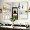 Koonmi Wandspiegel Gold, 75x122 cm Badezimmerspiegel mit runder Ecke, Morden Spiegel Wand mit Rahmen aus Aluminiumlegierung für Wand montiert horizontal oder vertikal, Gold
