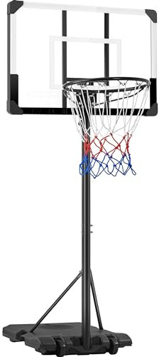 Yaheetech Panier de Basket Portable Réglable en Hauteur 226,5-256,5 cm Panier de Basket Extérieur/Intérieur pour Moins de 10 Ans Blanc et Noir