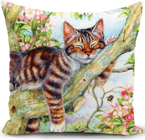Kissenbezug 40x40 cm kissen mit katzenmotiv deko Katzen Geschenk für katzenliebhaber Frauen für sofakissen kissenbezüge dekokissen couchkissen kissenhülle Schlafzimmer Wohnzimmer Zimmer zierkissen