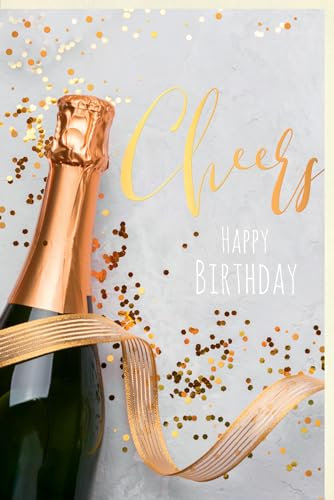 Skorpion Business Geburtstagskarte - Stilvolle Cheers Karte mit Sektflasche & Gold Konfetti für elegante Gratulationen - mit Umschlag