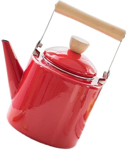 HOLIDYOYO Emaille-Teekessel 2 4 L Herd Wasserkocher Emaille-Kaffeekessel Mit Teesieb Kaffeekanne Wasserkochtopf Für Zuhause Küche Restaurant Rot