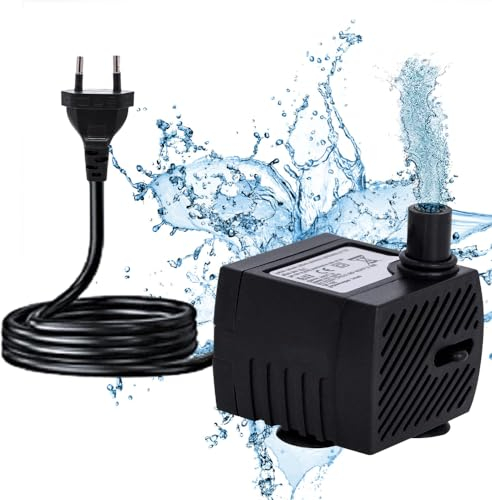 mizikuu Mini Bomba de Agua, Bomba Sumergible 200L/H, Ultra Silenciosa, Con Cable De Alimentación De 1,5 m, Ajustable Bomba De Agua Pequeña Para Acuario, Peceras, Estanques, Pozos, Jardines