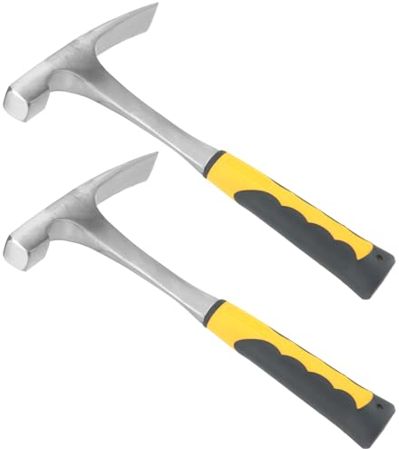 JOIKIT Confezione da 2 martelli per mattoni da 822 g, martello a testa piatta per muratura, martello forgiato geologico a doppia testa, martello da carpentiere, per attività minerarie, prospezione