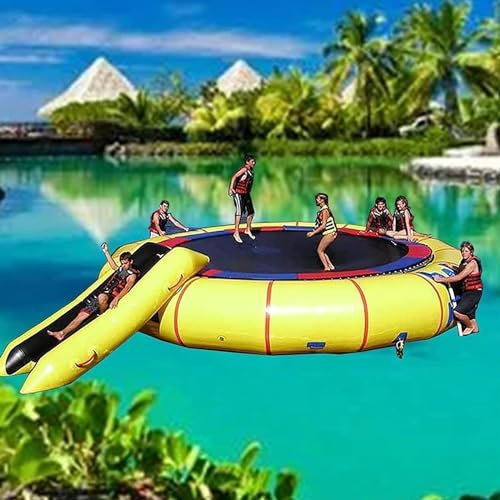 HUQHUMSK Inflatable Water Trampoline Water Bouncing Lake Trampoline, Lake Bouncing Platform, Lake Leisure Water Trampoline, Swimming Pool, Calm Sea, Portable Bouncing Swimming Platform,4m