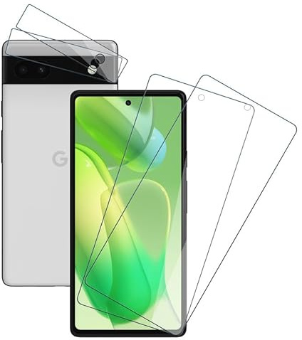 SkyKeep (2+2 Stücke für Google Pixel 6a Panzerglas, Schutzfolie Google Pixel 6a Folie, Kameraschutz Schutz Glas, 9H Härte, Kratzfest, Displayschutz