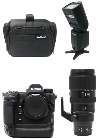 KamKorda Camera Bag + Flash + Z9 Mirrorless Digital Camera Body + Z 100-400mm f/4.5-5.6 VR S Lens, 45.7MP FX-Format Stacked CMOS Sensor, 8K30p and 4K120p Video + 2 Year Warranty