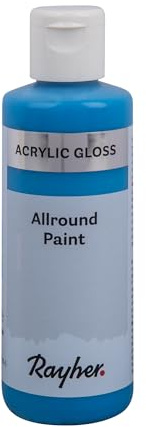 Rayher Allround Paint Gloss Acrylfarbe, petrol, Flasche 80 ml, glänzende Hobby-Acrylfarbe für Bastelarbeiten und Acrylmaltechniken, speichel- und schweißecht, für saugende Untergründe, 35085411