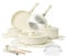 Chef Power Juego de ollas y sartenes antiadherentes de cerámica de 19 piezas con mango desmontable, utensilios de cocina aptos para lavavajillas y horno, juego de cocina RV con mango extraíble,