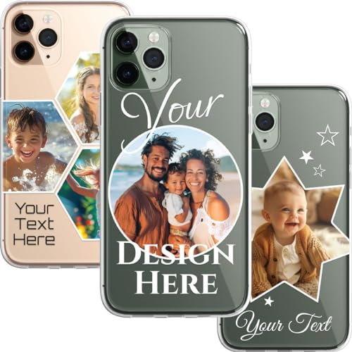 SmartGiftShop Personalised Custom iPhone Case Photo Collage 2 Polaroid Style Custom Picture CLEAR Silicone Impact Case for iPhone 11 12 13 14 15 16 Ranges - CUSTOMISE ONLINE