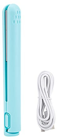 WOOXGEHM Plancha para el Cabello, Mini Plancha Portátil 2 en 1, Placa Flotante 3D, Distribuida Uniformemente, No Daña el Cabello (Azul)