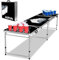 XMTECH Beer Pong Table de jeu de fête avec 100 gobelets (50 rouges et 50 bleus), 5 balles, table de beerpong pliable et réglable en hauteur