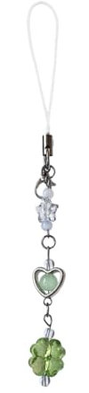 Cordon de téléphone fait à la main avec chaîne détachable en forme de trèfle à quatre feuilles, breloque de téléphone, pendentif en perles pour téléphone portable, bijoux pour clés, Vert, style 2