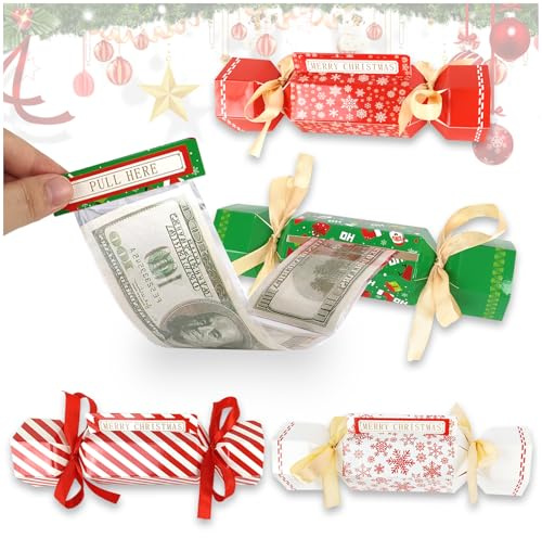 CHANCCI Christmas Money Box for Cash Gift, DIY Candy Christmas Money Holders for Cash, Funny Surprise Box Money Gift with 40 Transparent Bags for Friends Family Adults Kids (4)